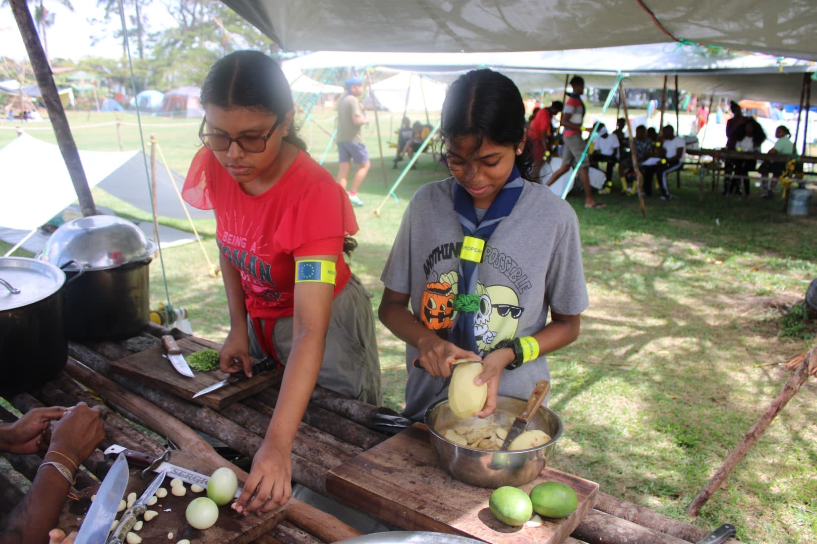 Scouts cooking on camp